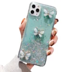 iPhone 12 Pro Butterfly Glitter Wrist Strap Case – Green