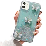 iPhone 12 Butterfly Glitter Case – Green