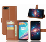 OnePlus 5T Brown Leather Wallet Flip Case – Card Holder Cover