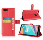 OnePlus 5T Red Leather Wallet Flip Case – Card Holder Cover
