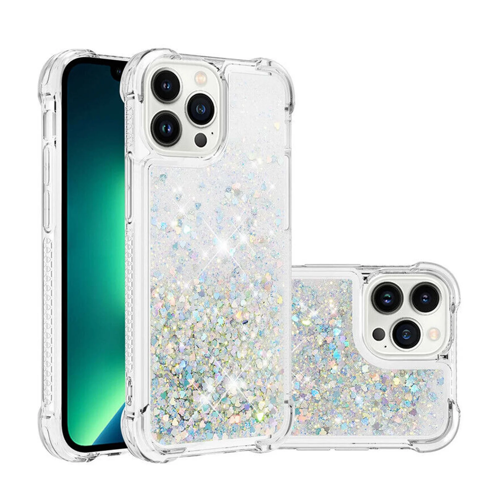White-3 iPhone 11 Pro White Liquid Glitter Clear Gel Case - Image 1