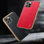 iPhone 12 Pro Luxury Leather Plating Case – Black - Image 2