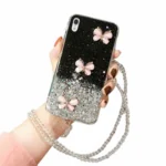 iPhone XR Black Butterfly Glitter Case