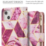 iPhone 14 Plus Purple Marble Wallet Case with Card Holder Flip Cover - Image 6