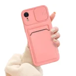 iPhone XR Pink Wallet Case with Camera Cover