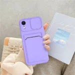 iPhone XR Purple Wallet Case with Camera Cover
