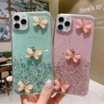 iPhone 11 Pink Glitter Butterfly Wrist Strap Case - Image 11