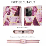 iPhone 14 Plus Purple Marble Wallet Case with Card Holder Flip Cover - Image 9