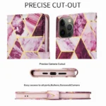 iPhone 14 Purple Marble Wallet Case with Card Holder Flip Cover - Image 8