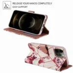 iPhone 14 Pink Marble Wallet Case with Card Holder and Flip Cover - Image 8