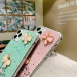 iPhone 11 Pro Max Pink Glitter Butterfly Wrist Strap Case - Image 6