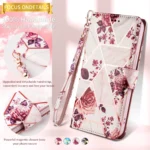 iPhone 14 Plus Pink Marble Wallet Case with Card Holder and Flip Cover - Image 7
