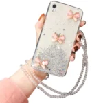 iPhone XS White Butterfly Glitter Case