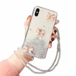 iPhone XR White Butterfly Glitter Case