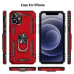iPhone 12 Magnetic Ring Kickstand Case – Red - Image 2