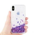 iPhone X XS Purple Glitter Gel Case