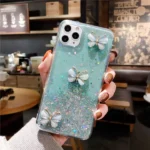 iPhone XS Black Butterfly Glitter Case - Image 2