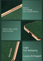iPhone 12 Luxury Leather Plating Case – Green - Image 3