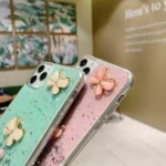 iPhone XS Green Butterfly Glitter Case - Image 4